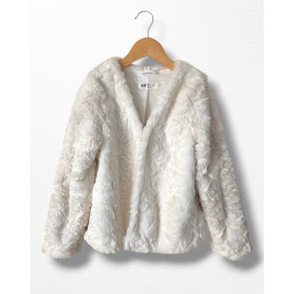 H&M Girls’ Faux Fur Jacket, Size 8-10 - Picture 1 of 7